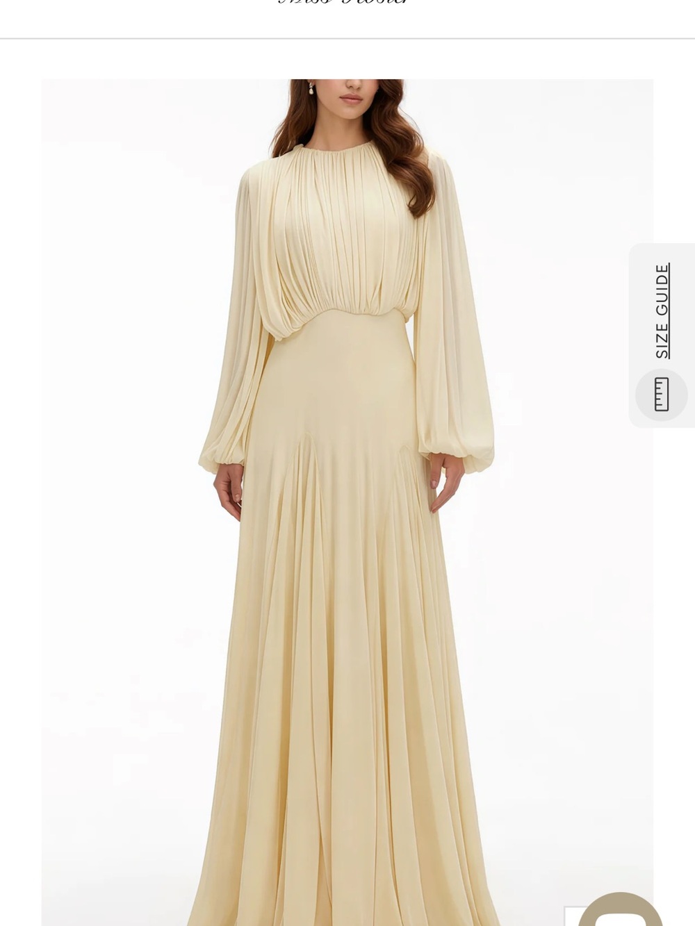 NWT Miss Rosier Annabelle Pale Yellow Lantern Pleated Long-Sleeve Maxi Dress